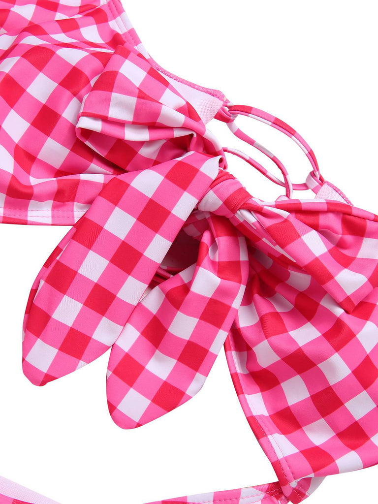 Costumi a sbuffo con plaid cava rosso anni '50