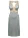 Pigiama in pizzo raso con scollo a V grigio blu anni '50