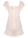 Pigiama scollo quadrato nastri rosa anni '50