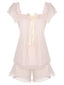 Pigiama scollo quadrato nastri rosa anni '50
