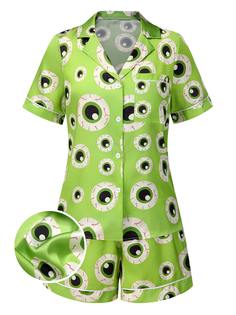 Pigiama a forma di bulbo oculare Halloween verde anni '70