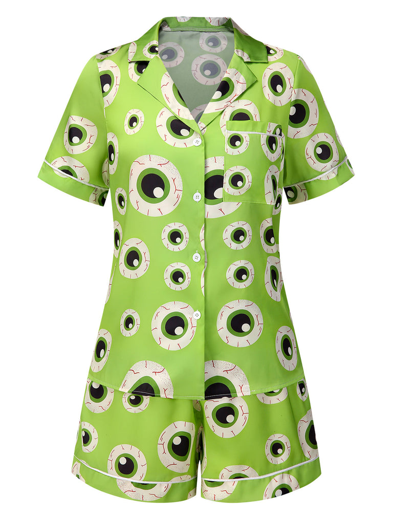 Pigiama a forma di bulbo oculare Halloween verde anni '70