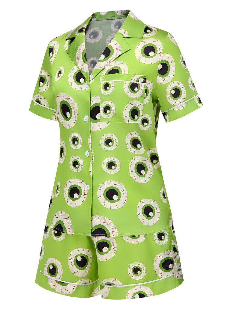 Pigiama a forma di bulbo oculare Halloween verde anni '70