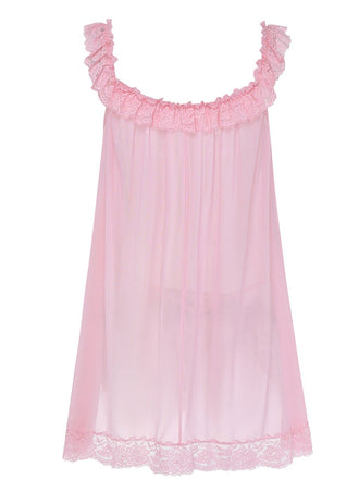 Camicia da notte babydoll in rete in pizzo con fiocco anni '50
