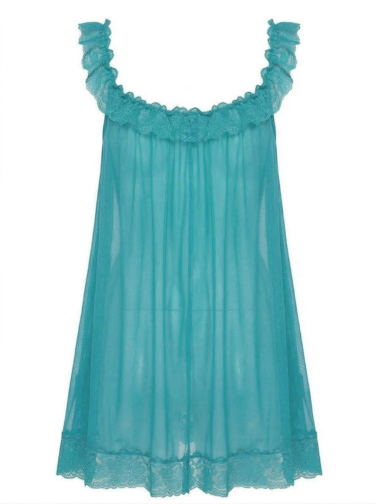 Camicia da notte babydoll in rete in pizzo con fiocco anni '50