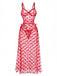 Camicia da notte a rete a cuore con spalline rosso anni '30