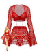 2PCS Pigiama a cuore e volant San Valentino rosso anni '60