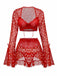 2PCS Pigiama a cuore e volant San Valentino rosso anni '60