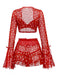 2PCS Pigiama a cuore e volant San Valentino rosso anni '60