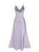 Pigiama spalline in finto raso ricamato viola anni '30