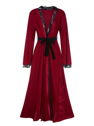 Vestaglia da notte in pizzo patchwork bordeaux anni '50