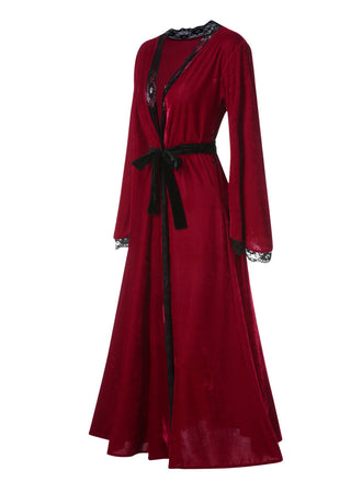 Vestaglia da notte in pizzo patchwork bordeaux anni '50
