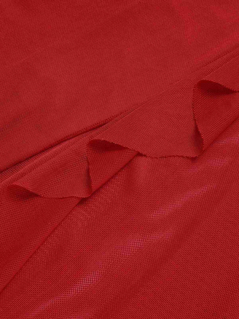 Camicia da notte trasparente volant scollo a V rosso anni '30