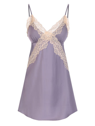 Pigiama in pizzo e raso patchwork lavanda anni '40