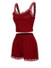 Pigiama con spalline in pizzo rosso anni '70