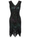 Abito flapper con paillettes e 5 accessori verde scuro anni '20
