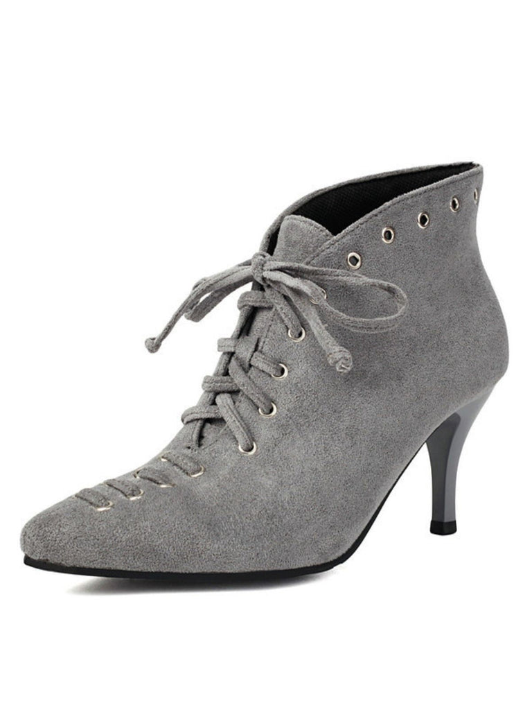 Scarpe-grigio-con-tacco-alto-in-finta-pelle-scamosciata-e-punta-affilata