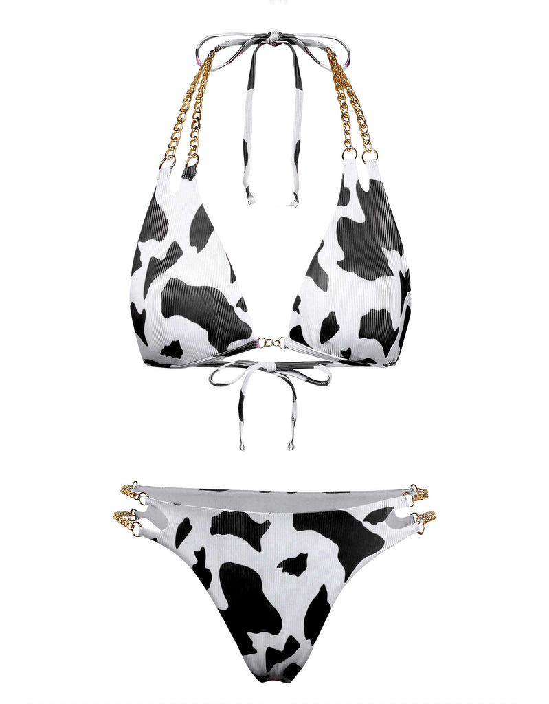 Set-Bikini-Anni '70 -con-Stampa-Mucca-a-Coste