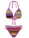 Set-Bikini-nero-Anni '70-rosa-Bohémien-Geometri-in-Maglia