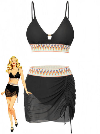 Set-Tankini-Anni '40-a-Spina-di-Pesce-in-Rete-Patchwork