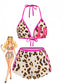 Set Tankini Marrone Anni '50 Leopardato con Scollo All'americana