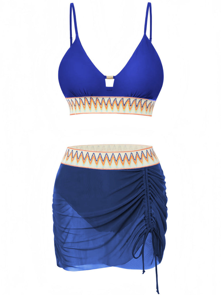 Set-Tankini-rosa-Anni '40-a-Spina-di-Pesce-in-Rete-Patchwork