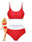 Set tankini anni '40 a vita alta con colorblock