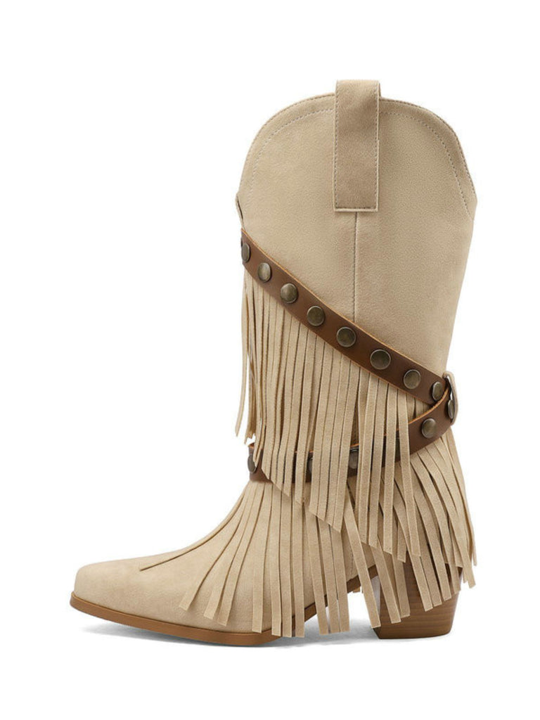 Vintage Denim Western Heels - vintage shoes, retro heels
