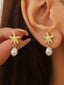 Orecchini in lega con stelle marine e perle