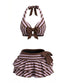 [Prevendita] Set Bikini Viola Anni '50 a Righe con Fiocco e Volant