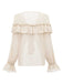 Blusa boho tinta unita con volant a cascata anni '70