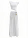 2PCS Anni '30 Top a Spalle Scoperte e Gonna Lunga Arricciata