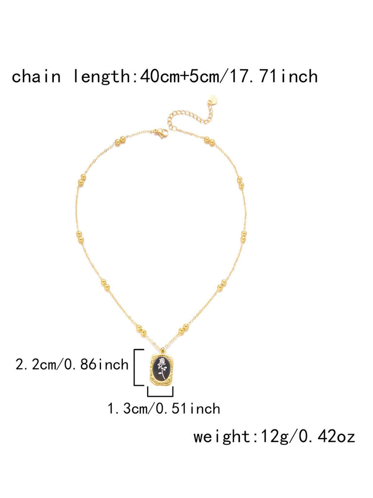 Collana Bianca con Catena di Perline e Pendente Rosa 4
