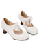 Scarpe Mary Jane con Pizzo e Fiocco con Tacco