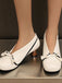 Scarpe con tacco spesso e punta tonda in PU con fiocco