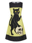 [Prevendita] Abito a Linea A Giallo con Gatto e Teschio Senza Maniche Anni '60
