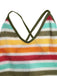 Abito Aderente Bohémien a Righe a Maglia Schiena Scoperta Multicolore Anni '70 6