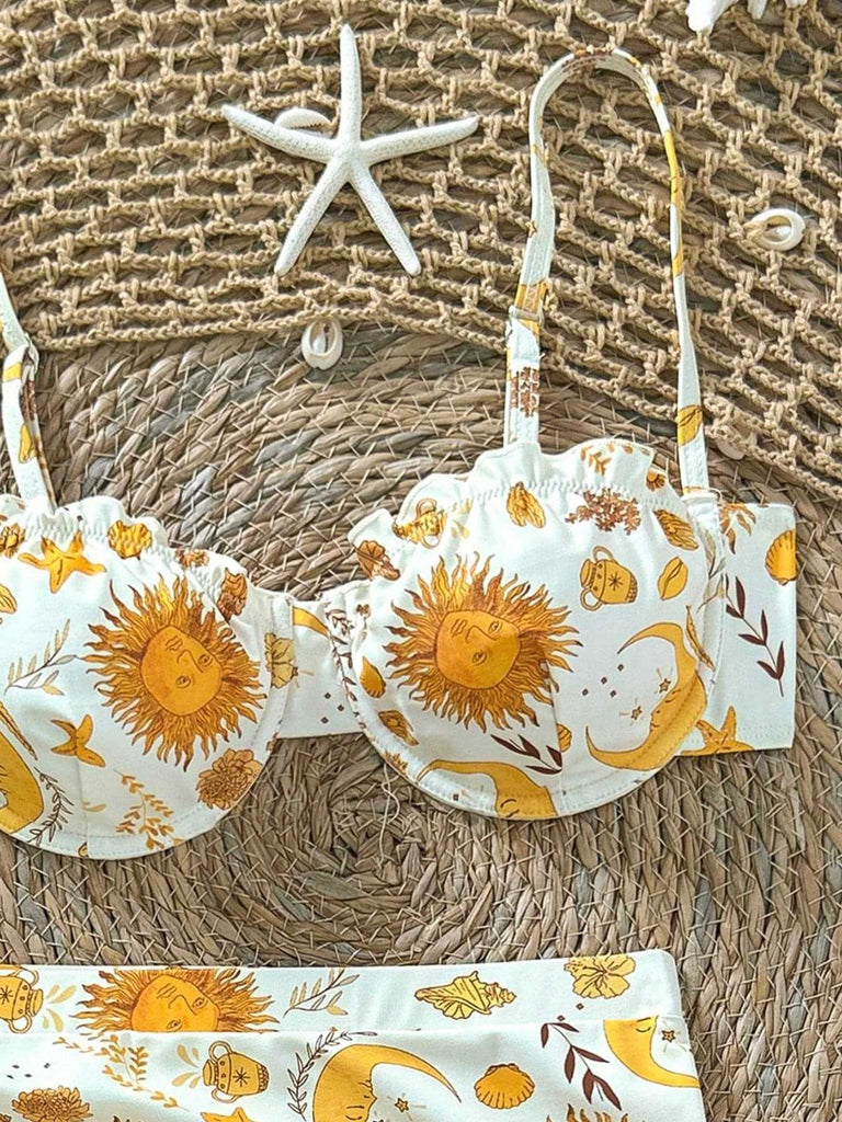 Set Bikini Floreale Tropicale con Allacciatura al Collo e Incrocio Anni '40 5