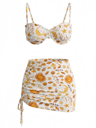 Set Bikini Floreale Tropicale con Allacciatura al Collo e Incrocio Anni '40 2