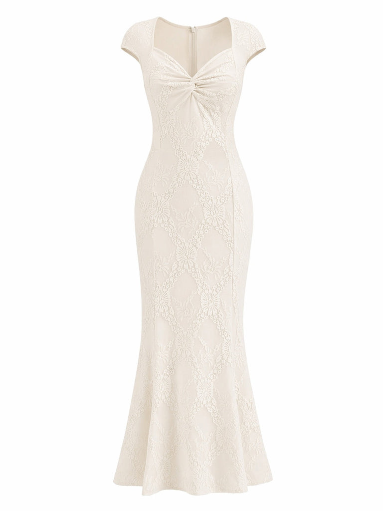 [Pre-Sale] Yellow 1970s Lace Mermaid Dress 2