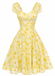 [Prevendita] Abito Giallo Anni '50 Floreale con Scollo a Cuore e Fiocco