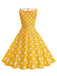 Abito a pois con colletto Peter Pan senza maniche  anni '50