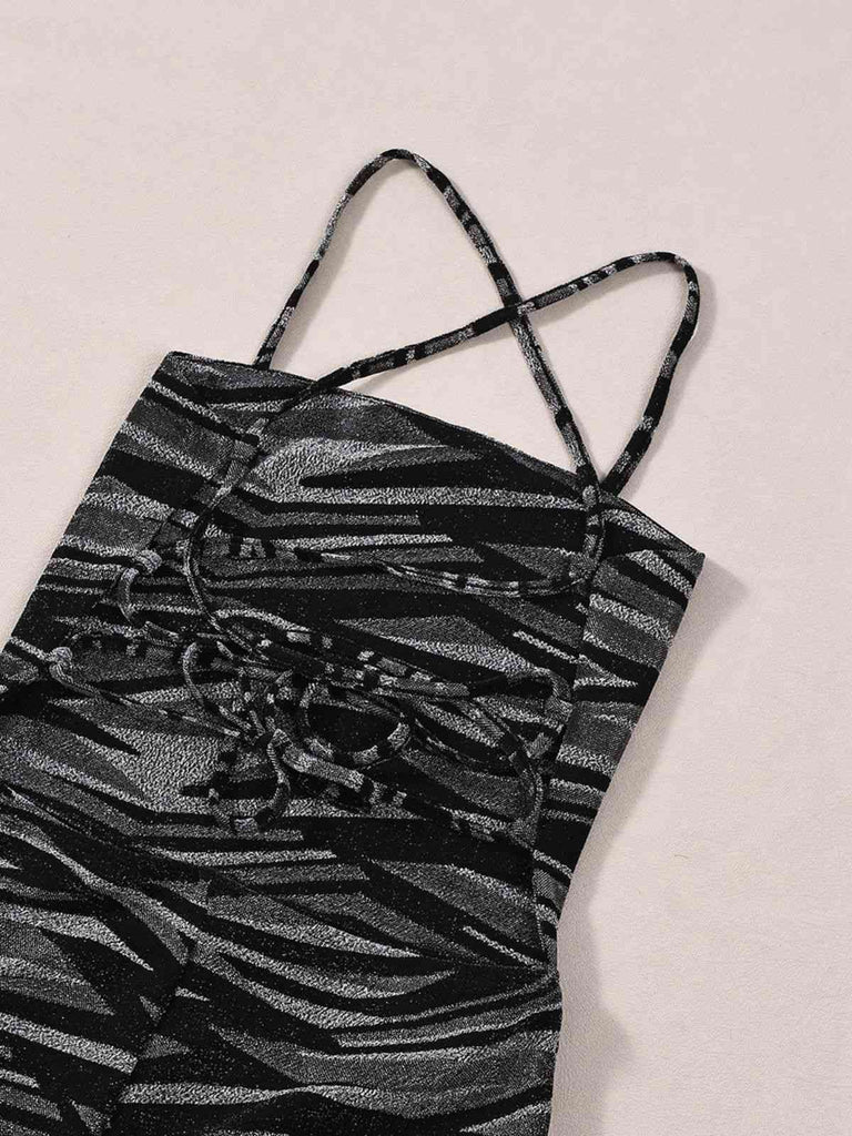 Tuta Lunga Anni '30 Nero Zebrata con Scollo all'americana