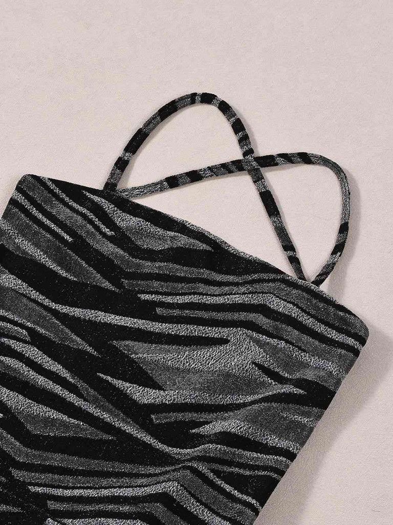 Tuta Lunga Anni '30 Nero Zebrata con Scollo all'americana