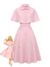 [Prevendita] Abito con mantella e revers a tinta unita rosa anni '50