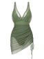 Costumi intero in rete trasparente con spalline verde anni '50