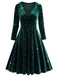 Abito in velluto con scollo a V e stelle verde scuro anni '40