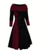 Abito con spalle scoperte e lacci color block anni '40