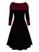 Abito con spalle scoperte e lacci color block anni '40