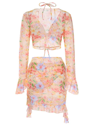4PCS Set costumi con gonna floreale anni '50
